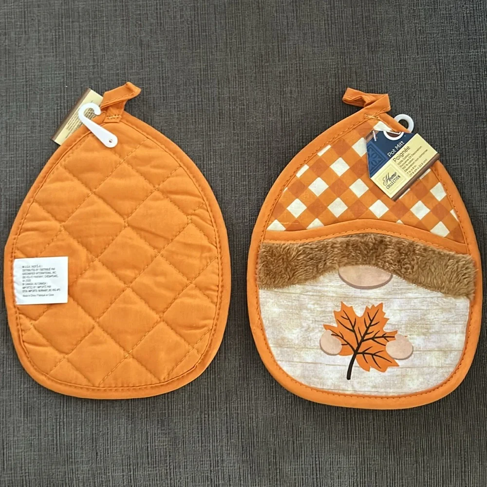 Fall Gnome Kitchen Bundle: 2 Potholders, 2 Kitchen towels